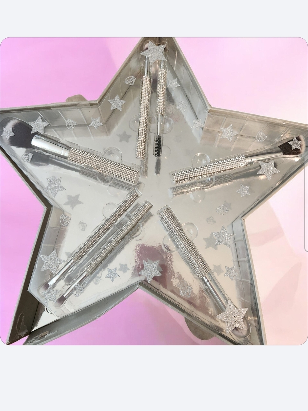 7 Piece Limited Edition Diamond Platinum Rhinestone Makeup Brush Set